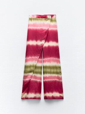 Zara Tie-Dye Wrap Palazzo Pants